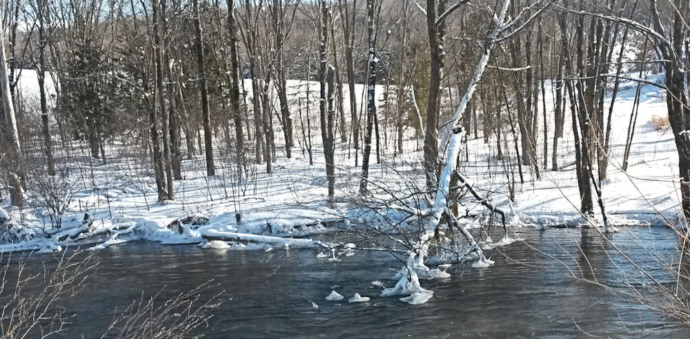 La rivière commence à geler.