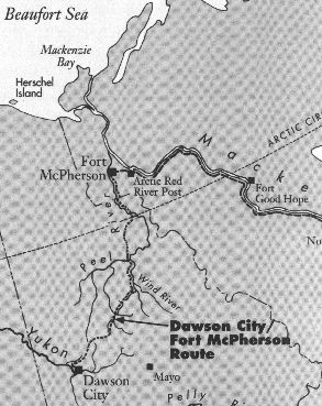 L'itinéraire entre Fort Mc Pherson et Dawson city