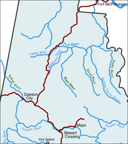 Carte des affluents de la Peel river