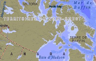 Carte de la terre de baffin, localisation Arctic bay
